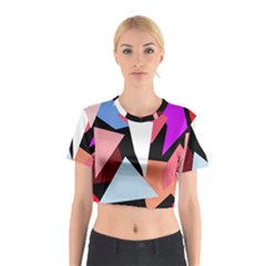 Colorful Geometrical Design Cotton Crop Top by Valentinaart