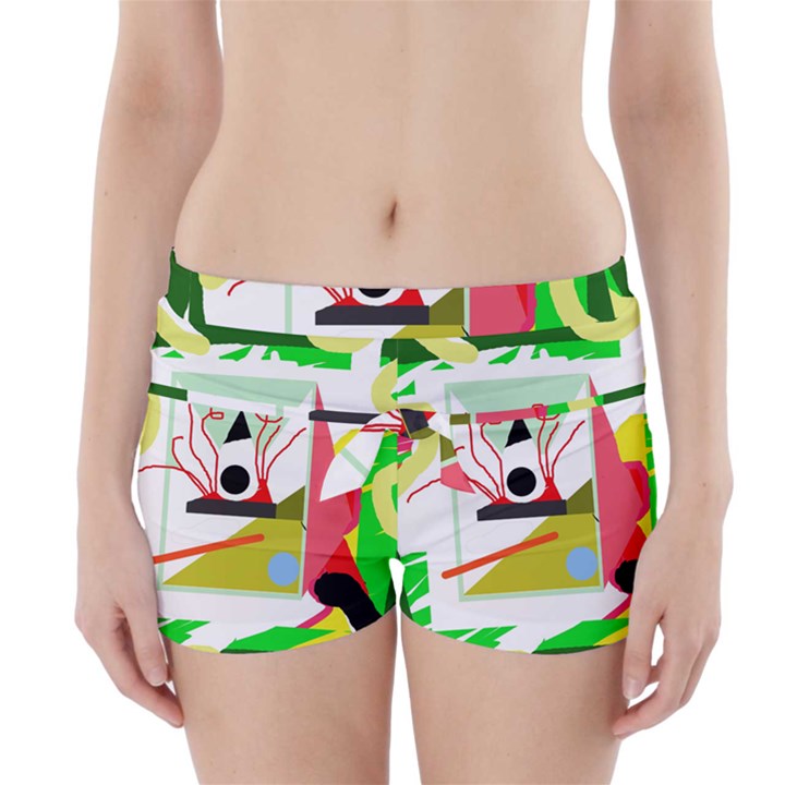 Green abstract artwork Boyleg Bikini Wrap Bottoms