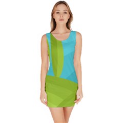 Green And Blue Landscape Sleeveless Bodycon Dress by Valentinaart