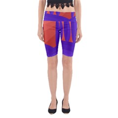 Purple And Orange Landscape Yoga Cropped Leggings by Valentinaart