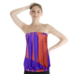 Purple And Orange Landscape Strapless Top by Valentinaart