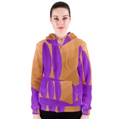 Orange And Purple Landscape Women s Zipper Hoodie by Valentinaart