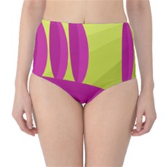 Yellow And Pink Landscape High-waist Bikini Bottoms by Valentinaart