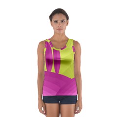 Yellow And Pink Landscape Women s Sport Tank Top  by Valentinaart