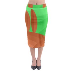 Green And Orange Landscape Midi Pencil Skirt by Valentinaart