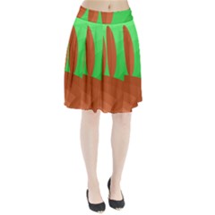 Green And Orange Landscape Pleated Skirt by Valentinaart