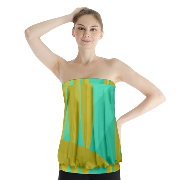 Green and yellow landscape Strapless Top