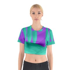 Purple And Green Landscape Cotton Crop Top by Valentinaart