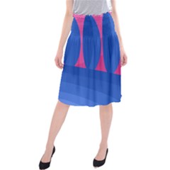 Magenta And Blue Landscape Midi Beach Skirt by Valentinaart