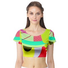 Colorful Abstraction By Moma Short Sleeve Crop Top (tight Fit) by Valentinaart