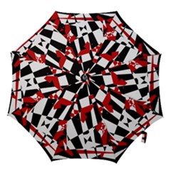 Red, Black And White Chaos Hook Handle Umbrellas (small) by Valentinaart