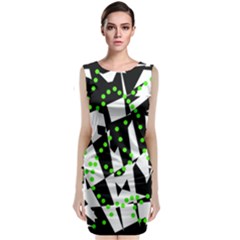 Black, White And Green Chaos Classic Sleeveless Midi Dress