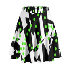Black, White And Green Chaos High Waist Skirt by Valentinaart