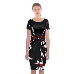 Black, Red And White Chaos Classic Short Sleeve Midi Dress by Valentinaart