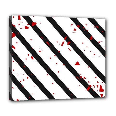 Elegant Black, Red And White Lines Deluxe Canvas 24  X 20   by Valentinaart