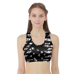 Gray Abstract Design Sports Bra With Border by Valentinaart