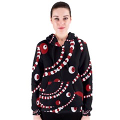 Red Pearls Women s Zipper Hoodie by Valentinaart