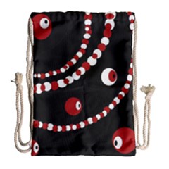Red Pearls Drawstring Bag (large) by Valentinaart