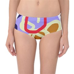 Abstract Circle Mid-waist Bikini Bottoms by Valentinaart