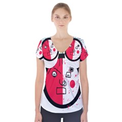 Angry Transparent Face Short Sleeve Front Detail Top by Valentinaart