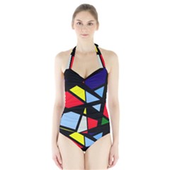 Colorful Geomeric Desing Halter Swimsuit by Valentinaart