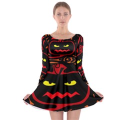 Halloween Pumpkin Long Sleeve Skater Dress