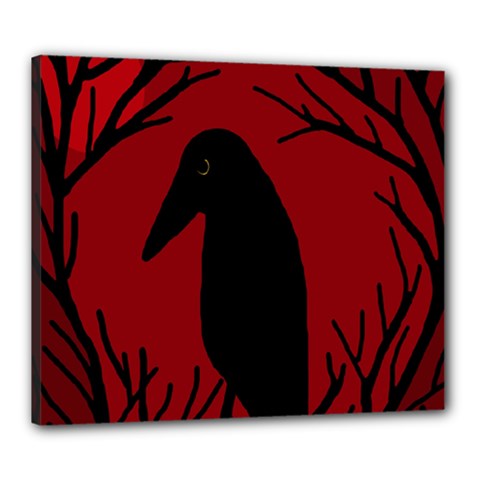 Halloween Raven - Red Canvas 24  X 20  by Valentinaart