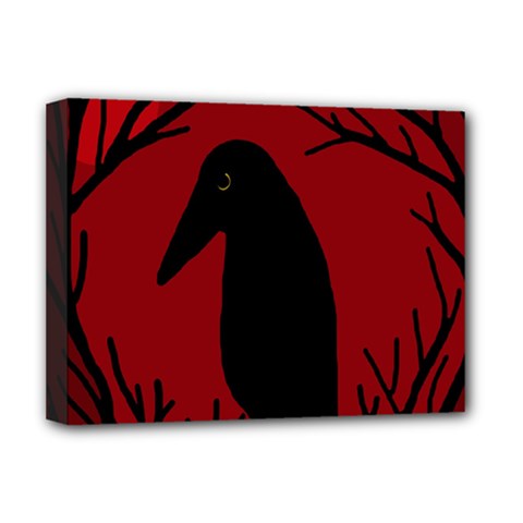Halloween Raven - Red Deluxe Canvas 16  X 12   by Valentinaart