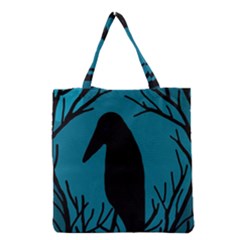 Halloween Raven - Blue Grocery Tote Bag by Valentinaart