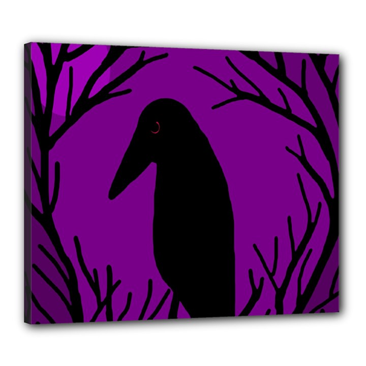 Halloween raven - purple Canvas 24  x 20 