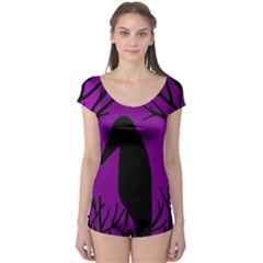 Halloween raven - purple Boyleg Leotard 