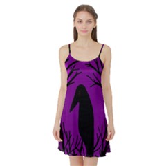 Halloween raven - purple Satin Night Slip