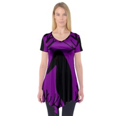 Halloween raven - purple Short Sleeve Tunic 