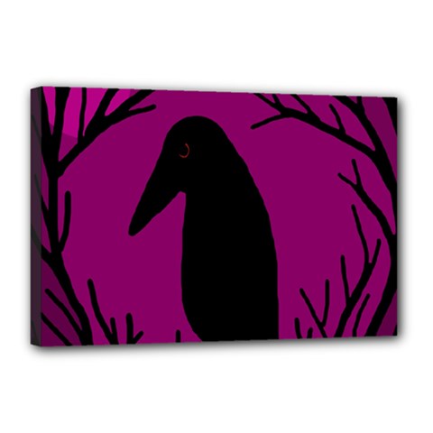 Halloween Raven - Magenta Canvas 18  X 12  by Valentinaart