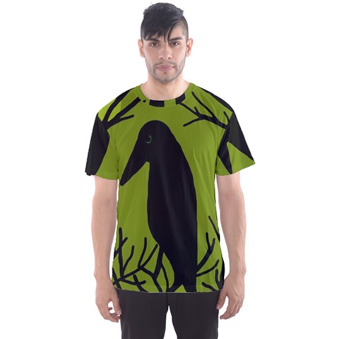 Halloween Raven - Green Men s Sport Mesh Tee by Valentinaart