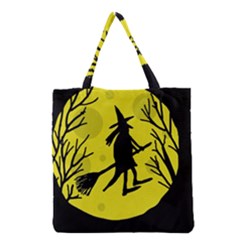 Halloween Witch - Yellow Moon Grocery Tote Bag by Valentinaart