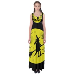 Halloween Witch - Yellow Moon Empire Waist Maxi Dress by Valentinaart