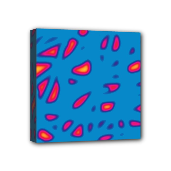 Blue and red neon Mini Canvas 4  x 4 