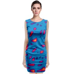 Blue And Red Neon Classic Sleeveless Midi Dress