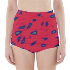 Red Neon High-waisted Bikini Bottoms
