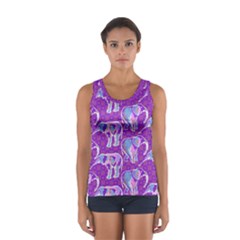 Cute Violet Elephants Pattern Women s Sport Tank Top 