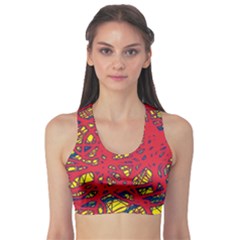 Yellow And Red Neon Design Sports Bra