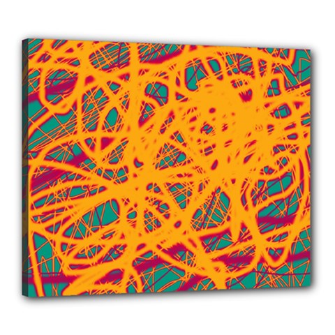 Orange Neon Chaos Canvas 24  X 20  by Valentinaart