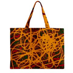 Yellow Neon Chaos Zipper Mini Tote Bag by Valentinaart