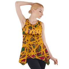 Yellow Neon Chaos Side Drop Tank Tunic by Valentinaart