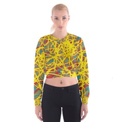 Yellow Neon Women s Cropped Sweatshirt by Valentinaart