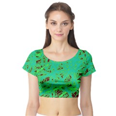 Green Neon Short Sleeve Crop Top (tight Fit) by Valentinaart