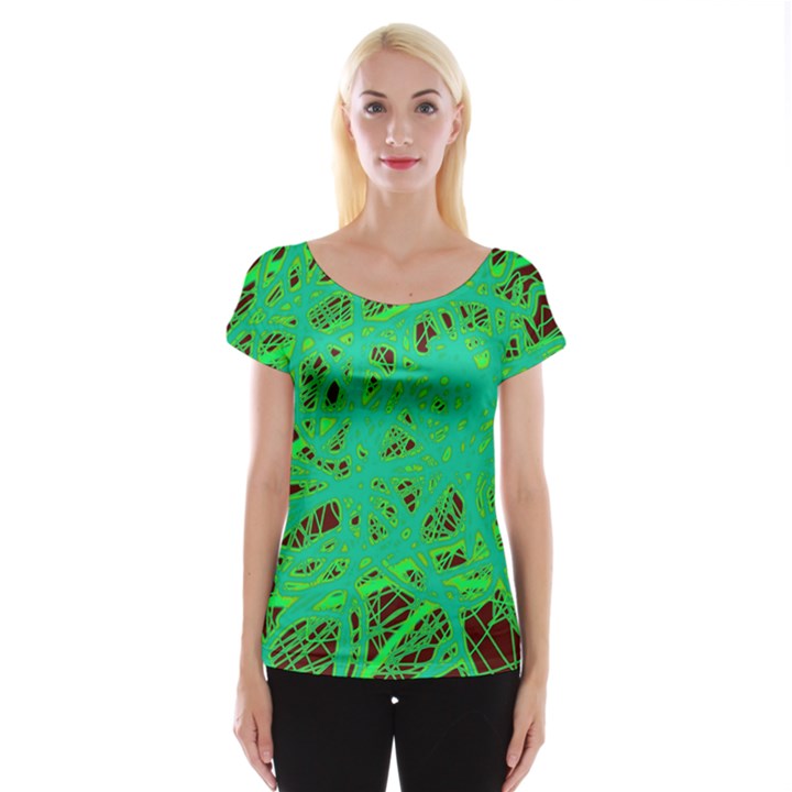 Green neon Women s Cap Sleeve Top