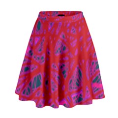 Red neon High Waist Skirt