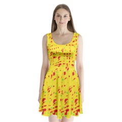 Yellow And Red Split Back Mini Dress 